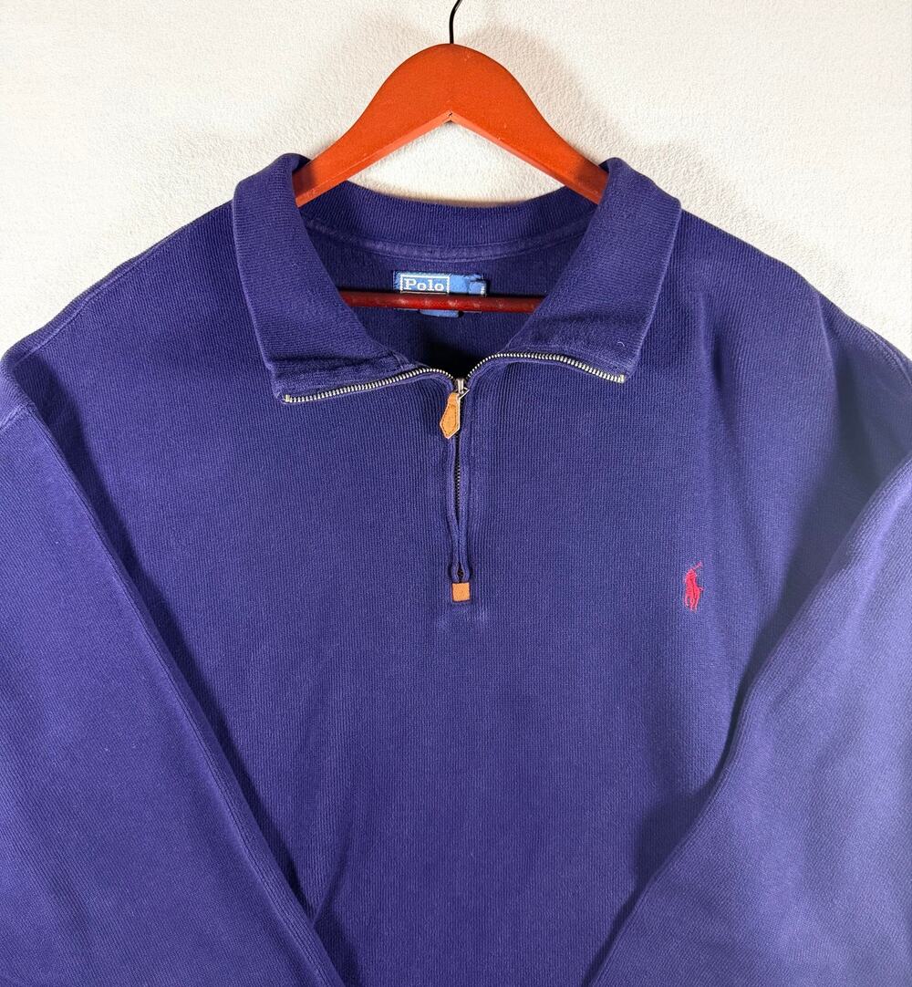 POLO BY RALPH LAUREN QUARTER ZIP PULLOVER NAVY BLUE